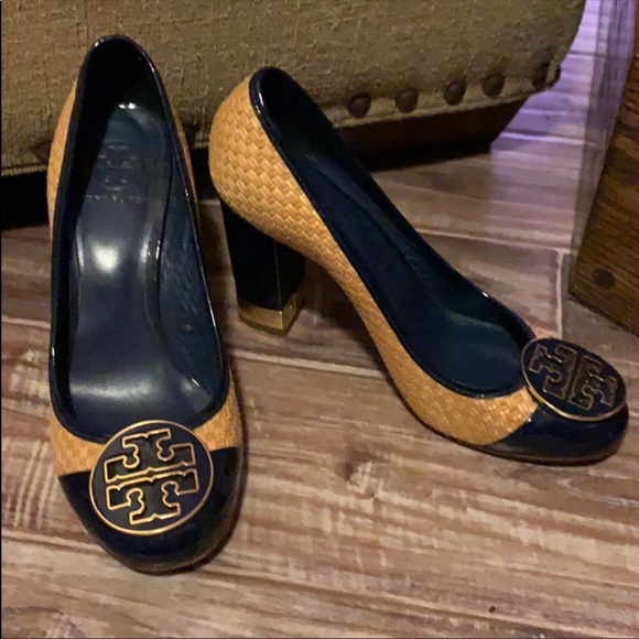 Tory Burch heels with Basketweave and Navy - Picture 2 of 7